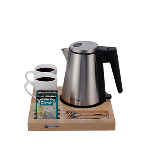 Hotel Natural Wood Beech Tray Kettle Set