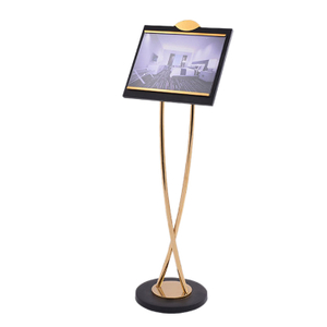 فندق إيستون رائجة البيع من الفولاذ المقاوم للصدأ مادة الذهب والكروم L460 X W380 X H1350mm Sign Stand